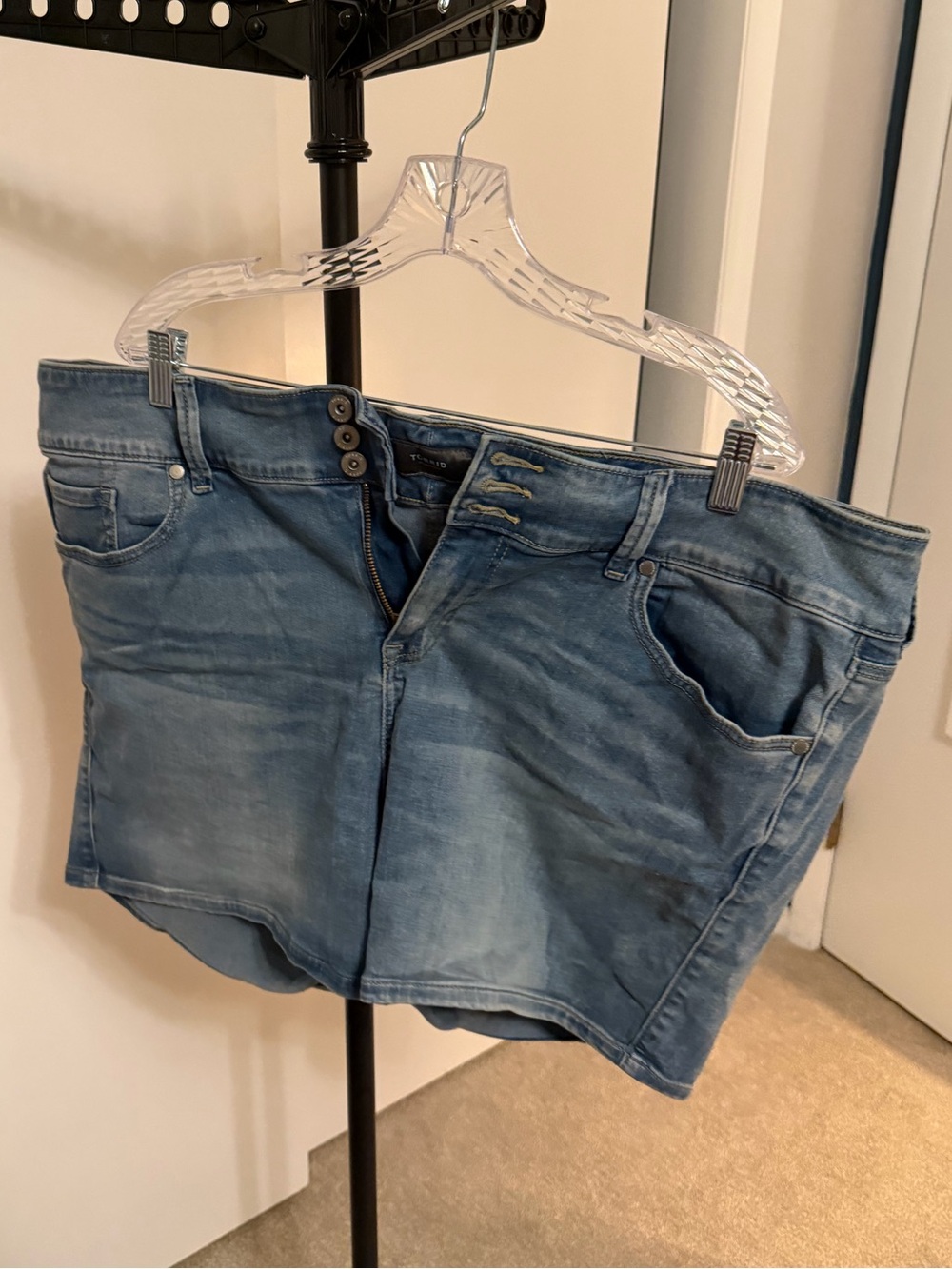 torrid Light Blue Distressed Denim Shorts